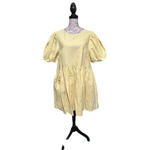 Labelrail x Olivia & Alice Bubble Dress Butter Yellow Lagenlook Minimalist Sz 14